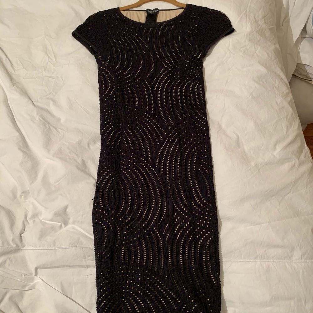 Illusion knit sweater dress